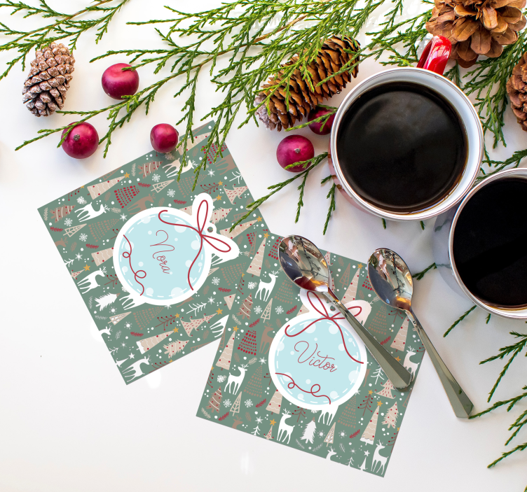 Christmas forest pattern coaster - TenVinilo