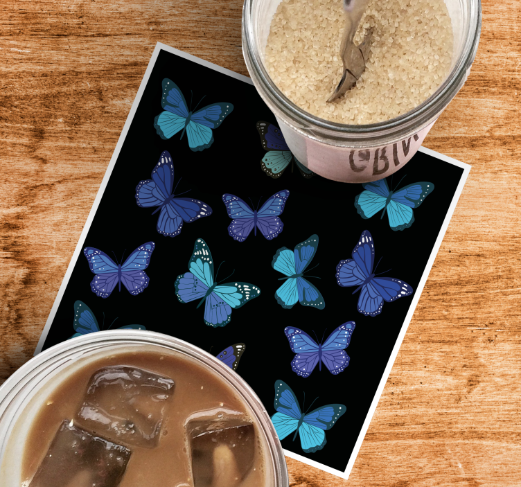 Posavasos de vinilo grupo de mariposas azules - TenVinilo