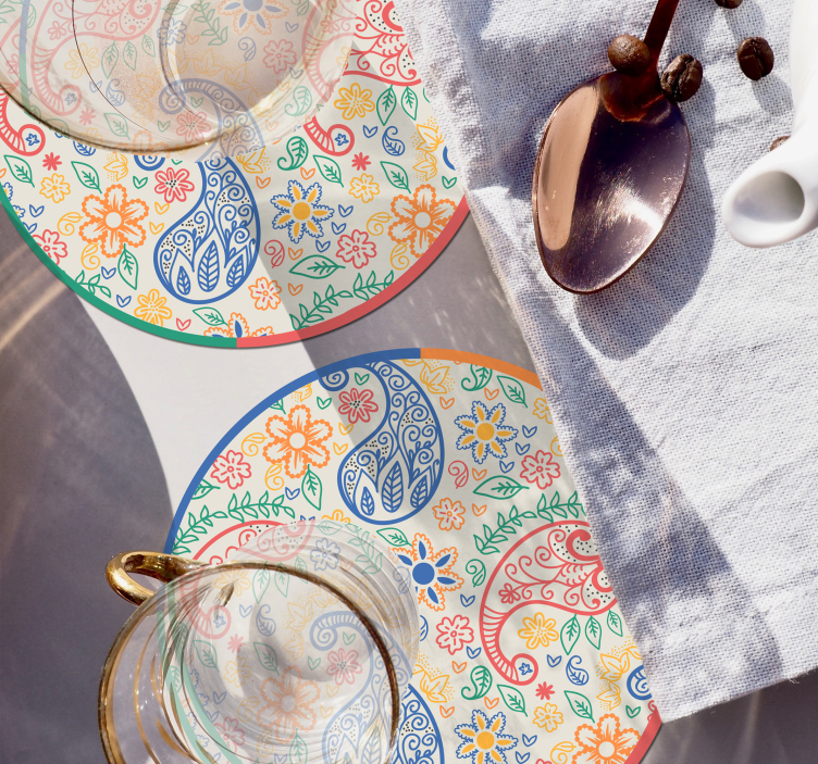 Posavasos colorido floral estilo paisley - TenVinilo