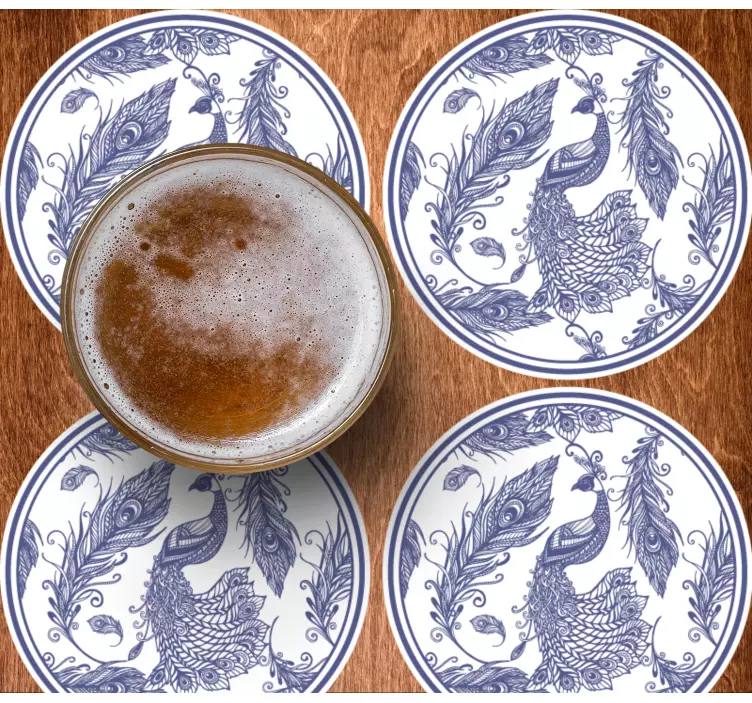 Posavasos azulejo Pavo real delftware - TenVinilo