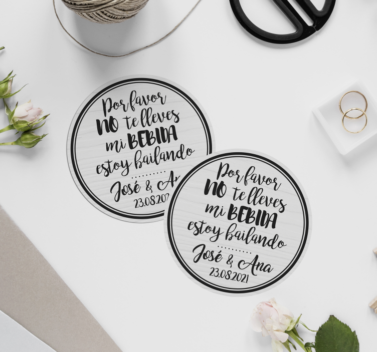 Posavasos boda No te lleves mi bebida - TenVinilo