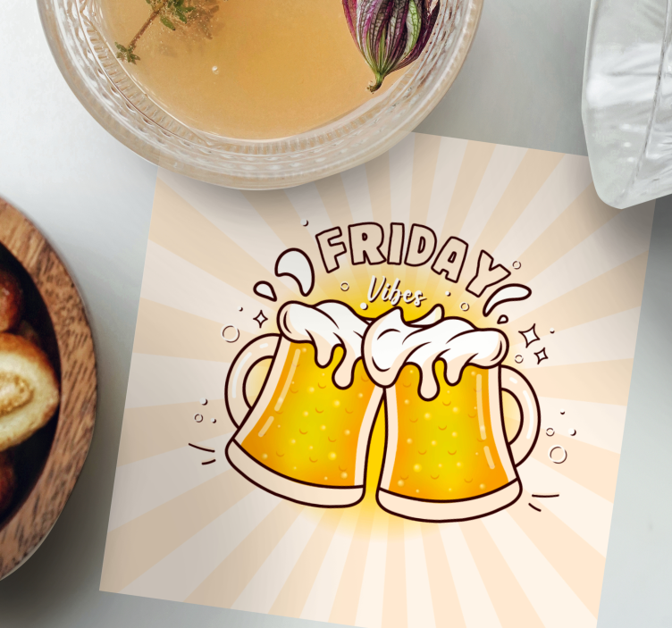 Posavasos cerveza Viernes vibes dibujos animados - TenVinilo