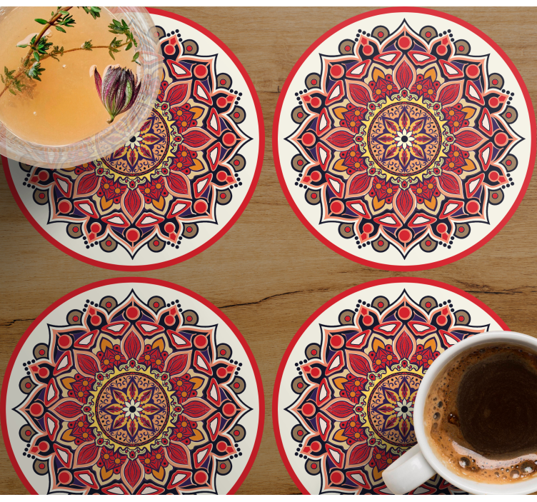 Posavasos de paisley mandala de tonos rojos - TenVinilo