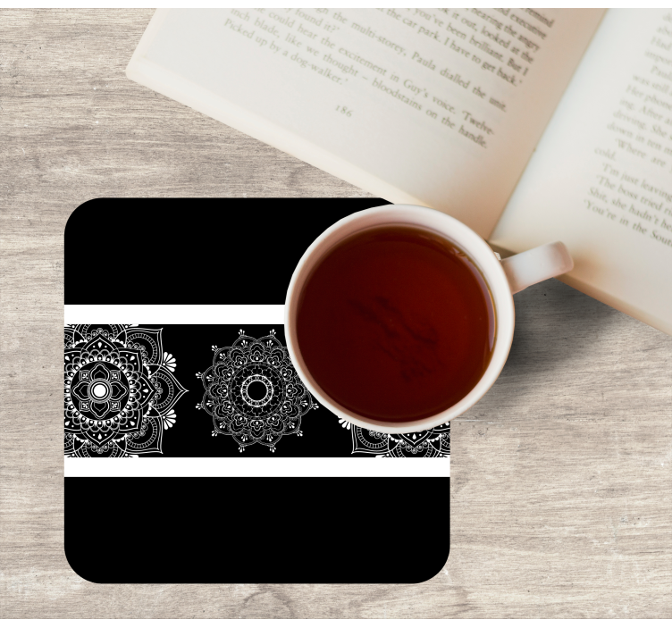 Posavasos vintage 3 mandalas en blanco y negro - TenVinilo