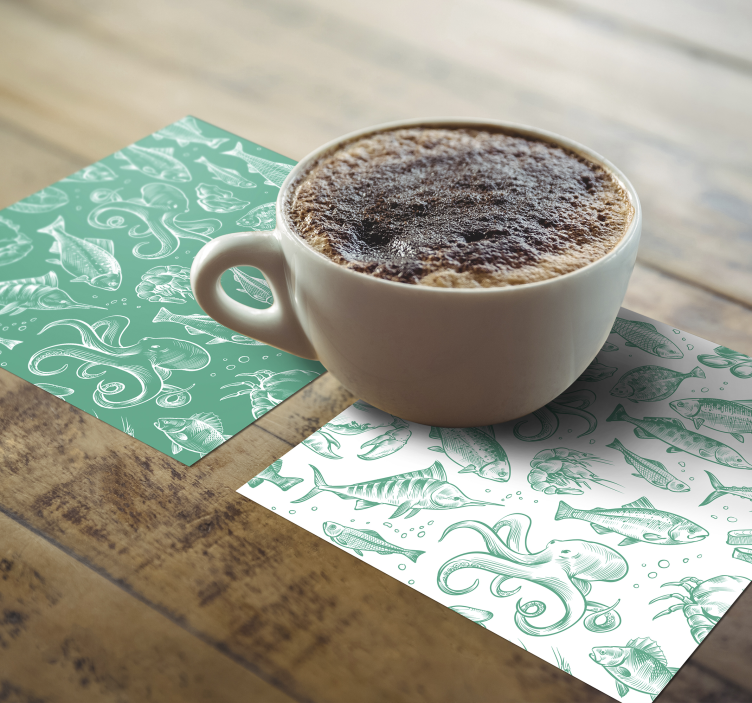 Posavasos textura peces dibujados a mano - TenVinilo