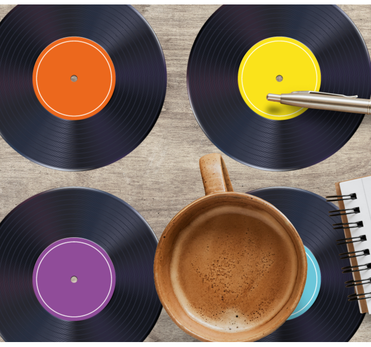 Posavasos vintage discos de vinilo coloridos - TenVinilo