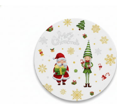 Posavasos navideño santa con duende - TenVinilo