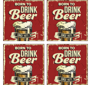Posavasos cerveza con fecha nacido para beber  - TenVinilo