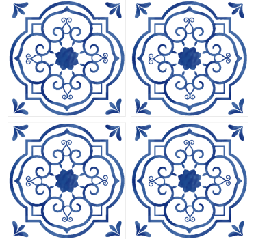 Posavasos clásico con estampado de azulejos azules - TenVinilo