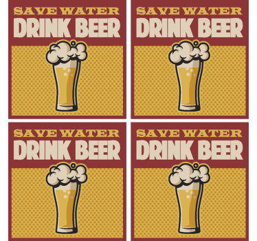 Posavasos de cerveza frase ahorra agua - TenVinilo