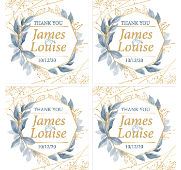 Posavasos personalizado para invitados de boda azul - TenVinilo