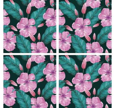 Posavasos patrón floral y de hojas - TenVinilo