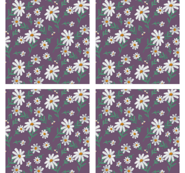 Posavasos patrón floral morado - TenVinilo