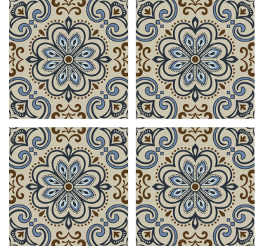 Posavasos estampado de azulejos florales - TenVinilo