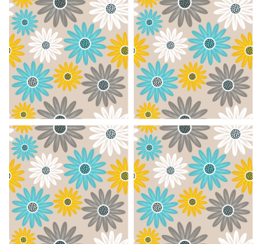 Posavasos elementos florales vibrantes - TenVinilo