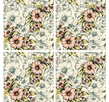 Posavasos arte de patrón floral - TenVinilo