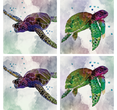 Colorido posavasos de tortugas abstractas coloridas - TenVinilo