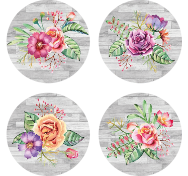 Posavasos vintage tipos de flores - TenVinilo