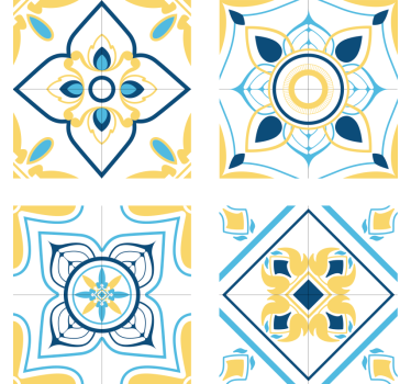 Posavasos azulejo con patrones geométricos - TenVinilo