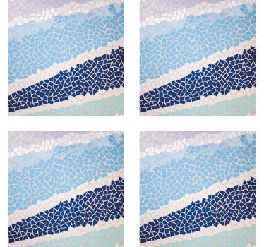 Posavasos de azulejo mosaico tonos azules - TenVinilo