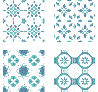 Posavasos azulejo patrón de azulejos florales - TenVinilo