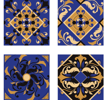 Posavasos azulejo azules ornamentales - TenVinilo