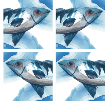 Posavasos frikis ilustración de peces en acuarela - TenVinilo