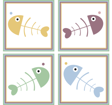 Posavasos esqueletos de peces coloridos - TenVinilo