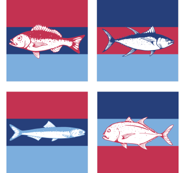 Posavasos ilustraciones de peces estilizados - TenVinilo