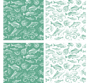 Posavasos textura peces dibujados a mano - TenVinilo