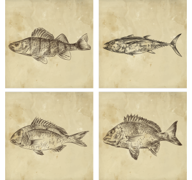 Posavasos retro pescado dibujado a mano - TenVinilo