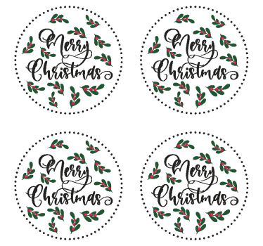 Posavasos navideño diseño de feliz navidad con acebo - TenVinilo