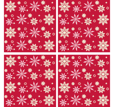 Posavasos navideños copos nieve rojos - TenVinilo