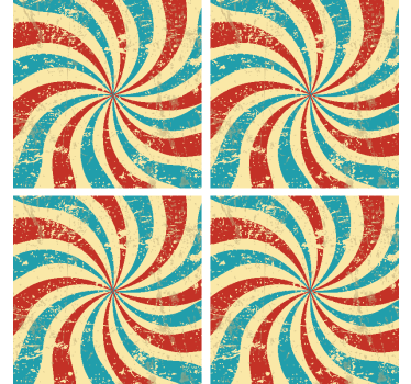 Posavasos vintage patrón rojo y azul en espiral - TenVinilo
