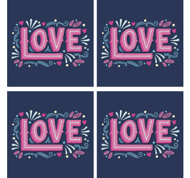 Posavasos con frases tipografía amor juguetona - TenVinilo
