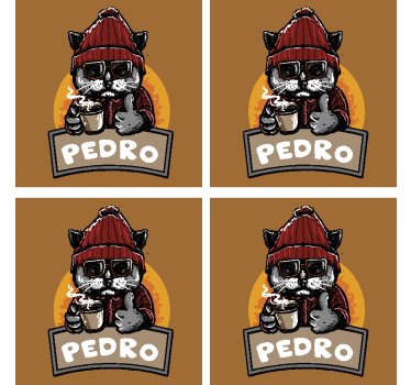 Posavasos frikis gato cool sosteniendo café - TenVinilo
