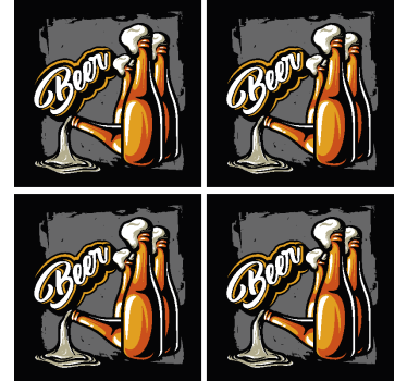 Posavasos cerveza botellas con fondo negro - TenVinilo