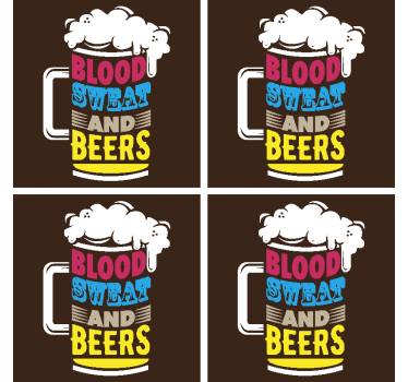 Posavasos de cerveza frase sangre y sudor - TenVinilo