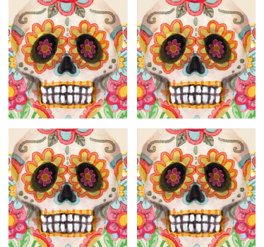 Posavasos halloween calavera de azúcar colorida - TenVinilo