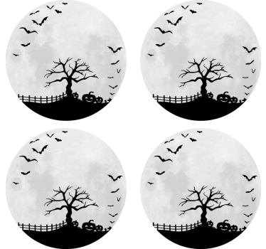 Posavasos halloween silueta de Árbol tenebroso - TenVinilo