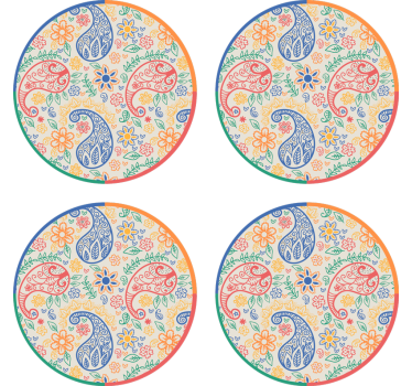 Posavasos colorido floral estilo paisley - TenVinilo