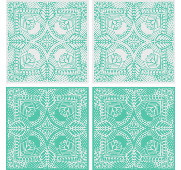 Posavasos azulejo ornamental color azul - TenVinilo
