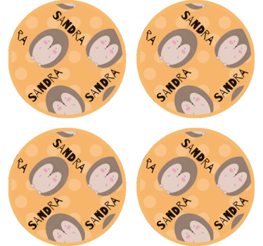 Posavasos personalizable patrón de erizos adorables - TenVinilo