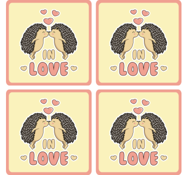 Posavasos moderno erizos besando corazones - TenVinilo