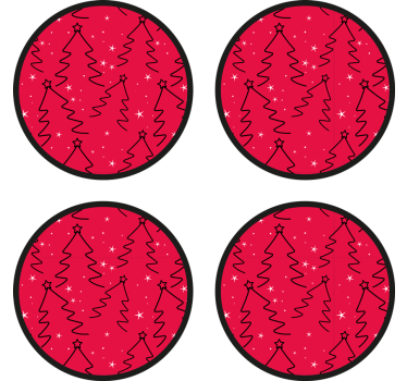 Posavasos navideño con diseño de árboles festivos - TenVinilo