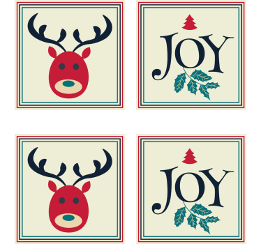 Posavasos navideño reno y acebo - TenVinilo