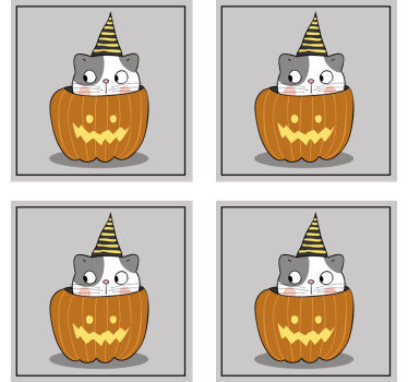 Posavasos halloween gato en sombrero de calabaza - TenVinilo