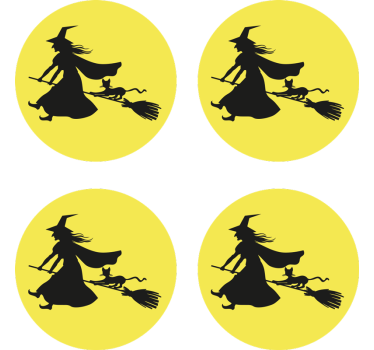 Posavasos halloween bruja en escoba - TenVinilo