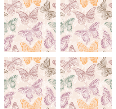 Posavasos con intrincados patrones de mariposas - TenVinilo