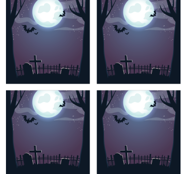Posavasos halloween escena nocturna espeluznante - TenVinilo